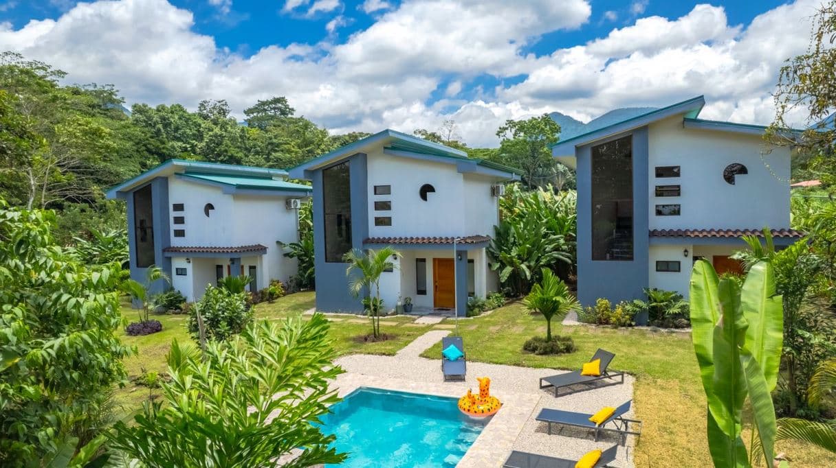 FOR SALE | Arenal Volcano View Investment Property with 4 Houses, Pool & River in La Fortuna, Costa